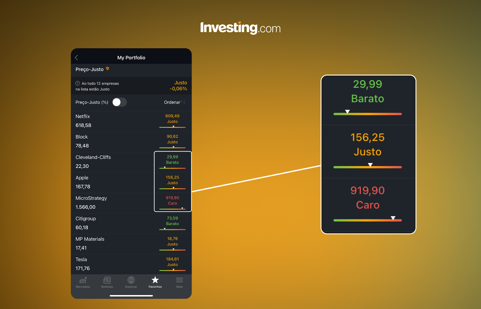 Preço-justo no InvestingPro