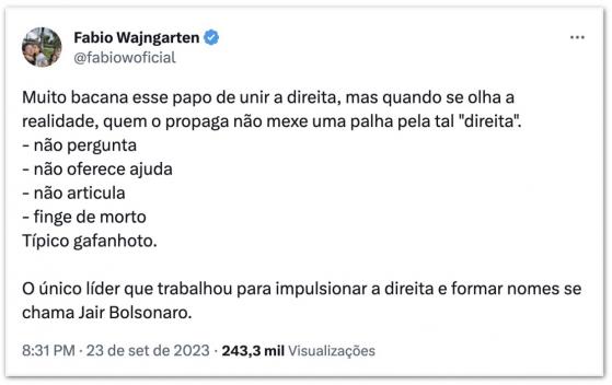 “Nojinho oportuno”, diz Wajngarten sobre fala de Zema na Cpac