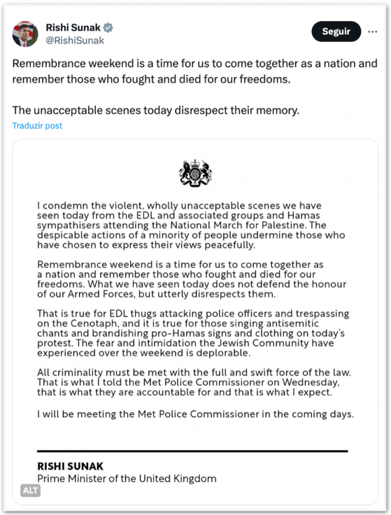 Manifestantes vão às ruas em Londres em protesto pró-Palestina