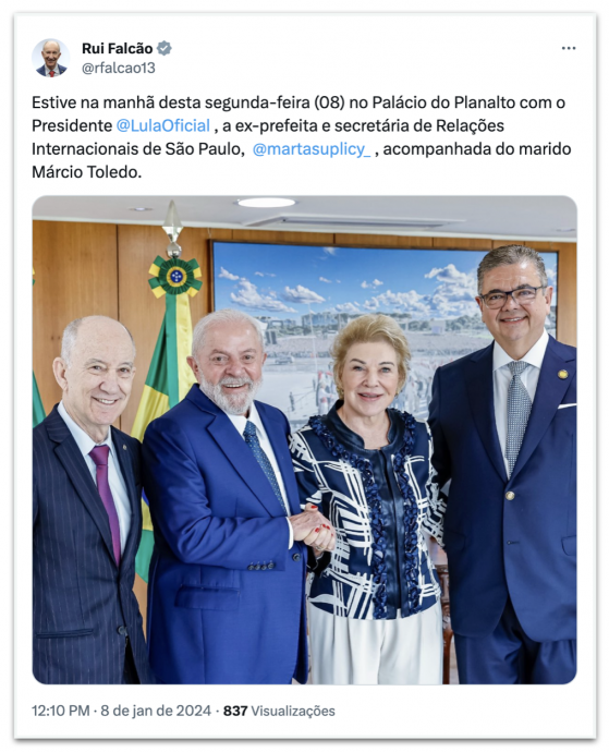 Visando a Prefeitura de SP, Lula recebe Marta Suplicy no Planalto