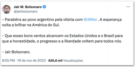 Oposição anti-Lula celebra resultado na eleição da Argentina