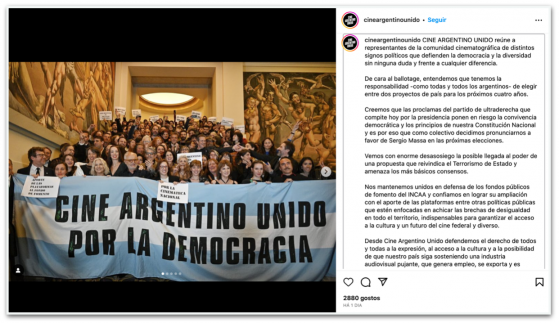 Produtores de cinema na Argentina respondem a Milei