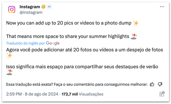 Instagram passa a permitir até 20 fotos e vídeos no carrossel