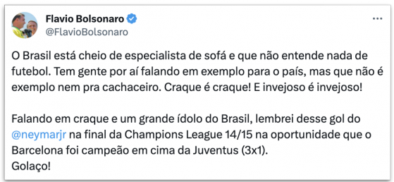 Lula não é “exemplo nem para cachaceiro”, diz Flávio Bolsonaro