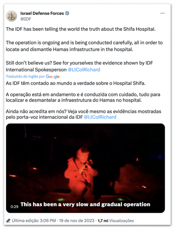 Defesa de Israel divulga vídeo de suposto túnel do Hamas em Gaza