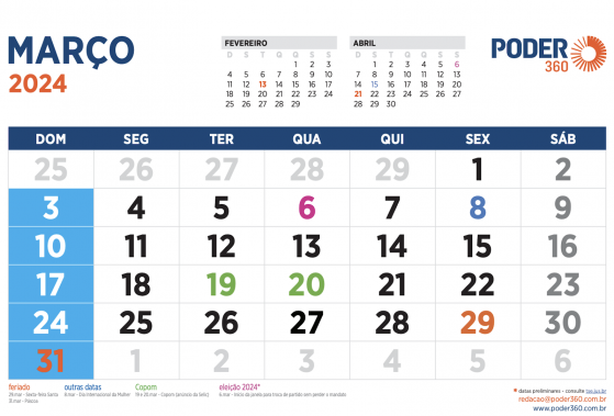 Brasil terá 9 feriados em 2024; leia a lista com todas as datas