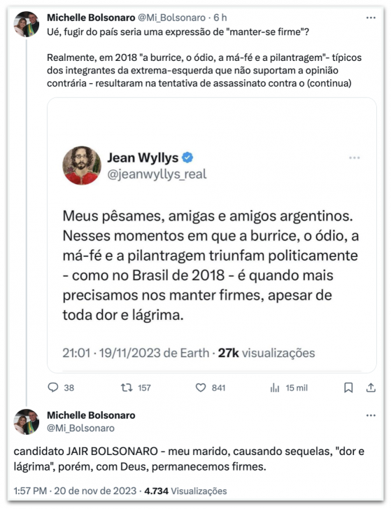 Michelle pergunta a Wyllys se “fugir do país” é “manter-se firme”