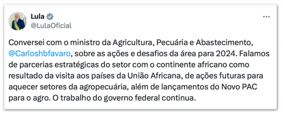 Lula retomará reuniões com empresários do agro