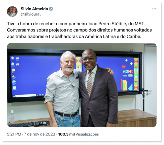 Líder do MST, Stédile visita Ministério dos Direitos Humanos