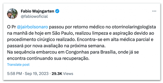 Bolsonaro chega a Brasília e evita falar por recomendação médica