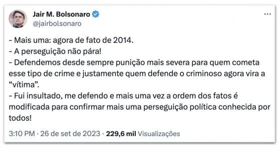 Perseguição política, diz Bolsonaro sobre caso de incitação ao estupro