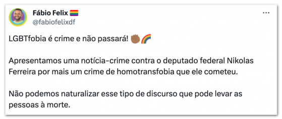 Deputado aciona PGR por falas de Nikolas Ferreira sobre gays