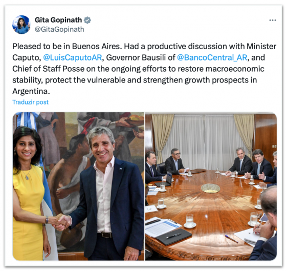 Número 2 do FMI vai à Argentina discutir estabilidade econômica