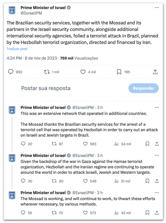 Inteligência de Israel ajudou Brasil na operação contra Hezbollah