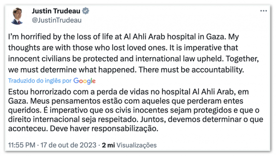 Países do G20 se manifestam sobre ataque a hospital em Gaza