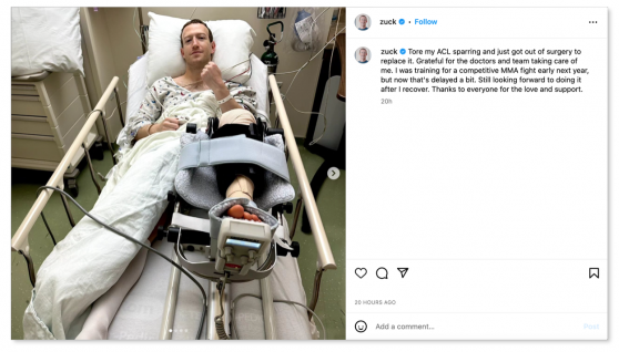 Zuckerberg faz cirurgia após romper ligamento da perna esquerda
