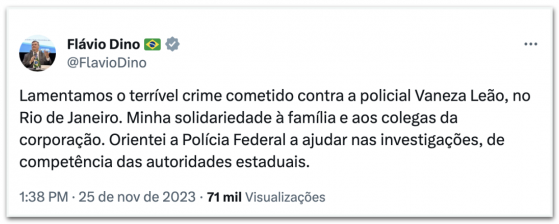 Dino inclui PF em investigação de assassinato de PM no Rio