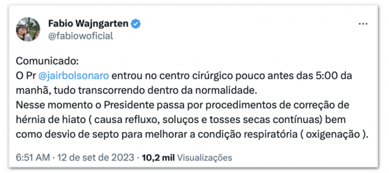 Bolsonaro passa por duas cirurgias em São Paulo