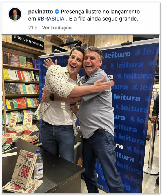 Bolsonaro vai a lançamento de livro de demitido da “Jovem Pan”