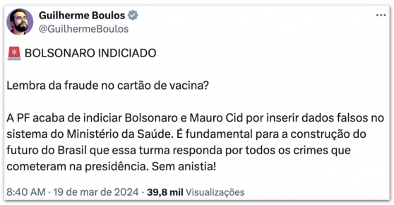 Apoiadores de Lula comemoram indiciamento de Bolsonaro