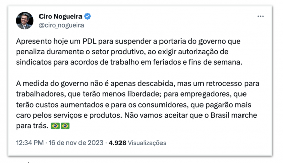 Ciro apresenta decreto contra nova exigência de convenção coletiva