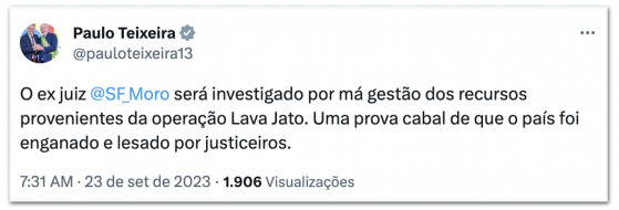 Brasil foi “lesado por justiceiros”, diz ministro ao citar Moro