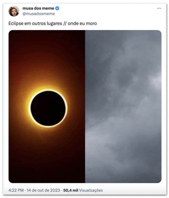Eclipse solar vira meme nas redes sociais
