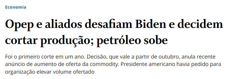 Manchete d'O Globo: 