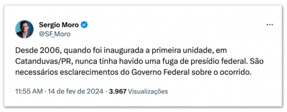 Moro cobra explicações após fuga em presídio de segurança máxima